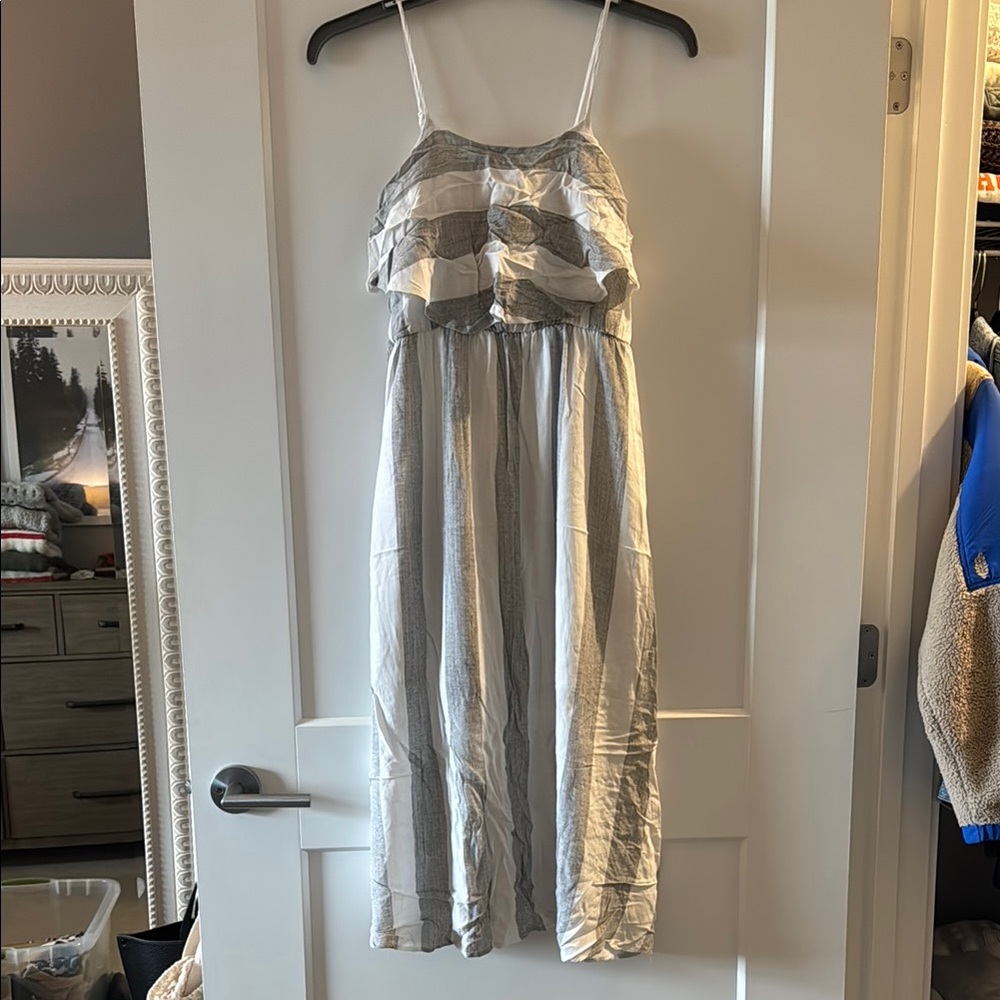 Striped Gray Midi Dress